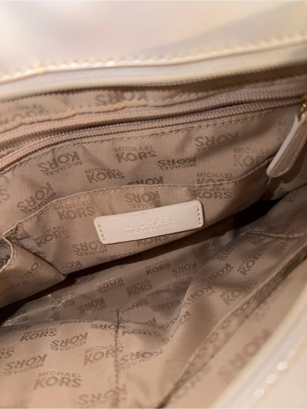 Michael Kors White Tote with Gold Chain Accents - Picture 4 of 6